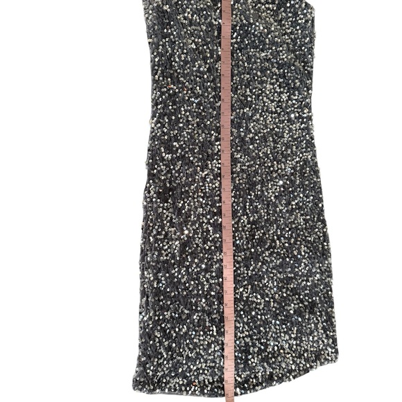 Noisy May Mini Slim Fit Strapless Sleeveless Evening Dress Silver Sequin Size M - Picture 4 of 8